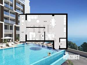 1-к квартира, сданный дом, 77м2, 6/8 этаж