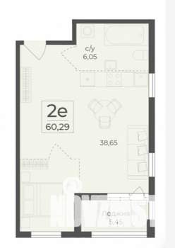 1-к квартира, вторичка, 60м2, 3/7 этаж