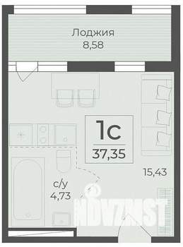 Студия квартира, вторичка, 38м2, 5/15 этаж