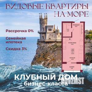 Студия квартира, вторичка, 31м2, 1/16 этаж