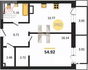 1-к квартира, вторичка, 55м2, 3/17 этаж