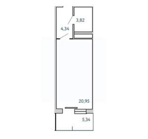 1-к квартира, вторичка, 34м2, 2/10 этаж