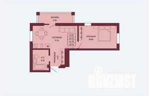 1-к квартира, вторичка, 44м2, 9/16 этаж