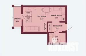 Студия квартира, вторичка, 31м2, 8/16 этаж