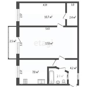 2-к квартира, вторичка, 47м2, 2/5 этаж