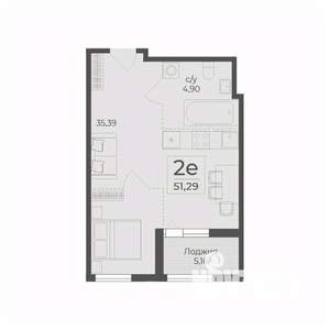 2-к квартира, строящийся дом, 51м2, 6/7 этаж