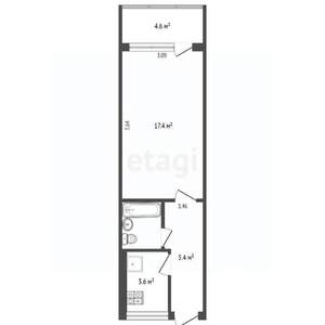 1-к квартира, вторичка, 30м2, 3/5 этаж