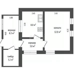 2-к квартира, вторичка, 36м2, 1/2 этаж