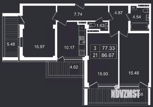 3-к квартира, вторичка, 87м2, 4/8 этаж