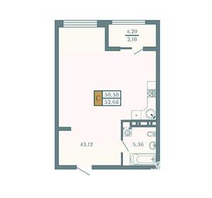 Студия квартира, вторичка, 55м2, 9/9 этаж