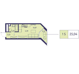 1-к квартира, вторичка, 25м2, 12/20 этаж
