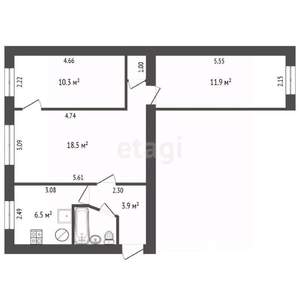 3-к квартира, вторичка, 59м2, 5/5 этаж