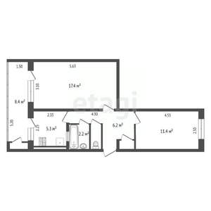 2-к квартира, вторичка, 49м2, 5/5 этаж