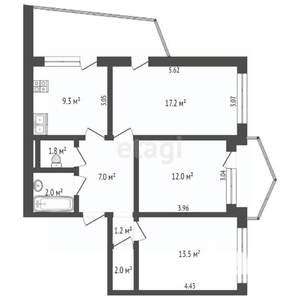 3-к квартира, вторичка, 81м2, 1/9 этаж