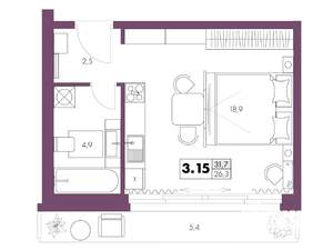 1-к квартира, вторичка, 32м2, 3/6 этаж