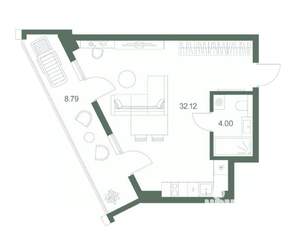 Студия квартира, вторичка, 45м2, 6/9 этаж