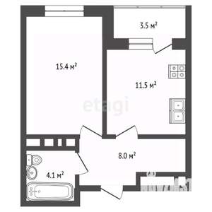 1-к квартира, вторичка, 43м2, 5/8 этаж