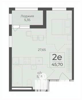 2-к квартира, строящийся дом, 46м2, 3/15 этаж