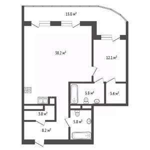 2-к квартира, вторичка, 92м2, 5/9 этаж