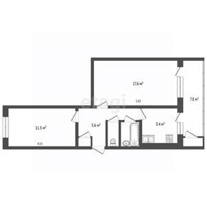 2-к квартира, вторичка, 51м2, 3/5 этаж