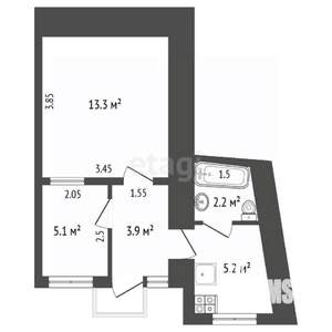 2-к квартира, вторичка, 30м2, 1/1 этаж