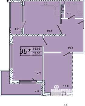 2-к квартира, вторичка, 79м2, 4/8 этаж
