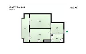 1-к квартира, строящийся дом, 49м2, 1/7 этаж