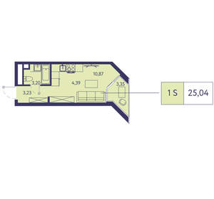 1-к квартира, вторичка, 25м2, 13/20 этаж