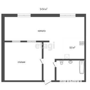 2-к квартира, вторичка, 55м2, 1/4 этаж