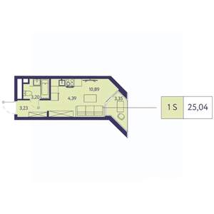 1-к квартира, строящийся дом, 25м2, 2/20 этаж