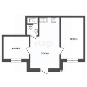 2-к квартира, вторичка, 35м2, 1/1 этаж