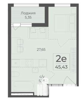 1-к квартира, вторичка, 45м2, 3/15 этаж