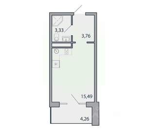 Студия квартира, вторичка, 27м2, 3/3 этаж