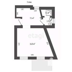 2-к квартира, вторичка, 52м2, 2/3 этаж