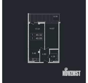 2-к квартира, вторичка, 50м2, 7/8 этаж