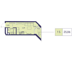1-к квартира, вторичка, 25м2, 9/20 этаж