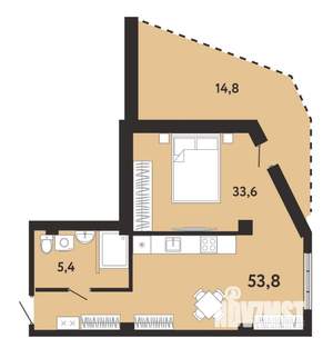 1-к квартира, вторичка, 54м2, 4/7 этаж