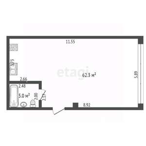 2-к квартира, вторичка, 67м2, 1/5 этаж
