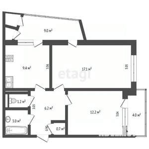 2-к квартира, вторичка, 63м2, 7/9 этаж