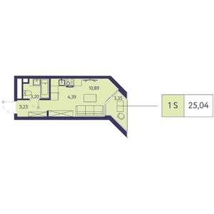 Студия квартира, строящийся дом, 25м2, 12/20 этаж