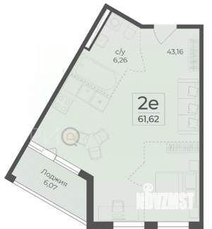 1-к квартира, вторичка, 64м2, 2/7 этаж