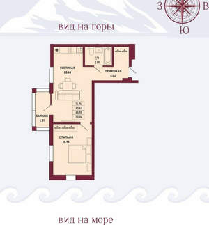 1-к квартира, вторичка, 47м2, 7/16 этаж