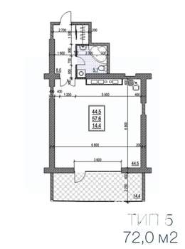 1-к квартира, вторичка, 72м2, 8/14 этаж