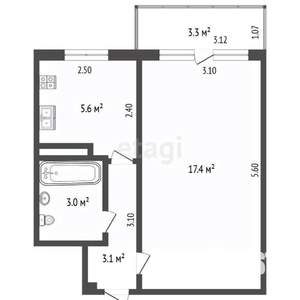 1-к квартира, вторичка, 30м2, 4/6 этаж