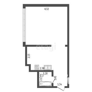 1-к квартира, вторичка, 34м2, 1/14 этаж