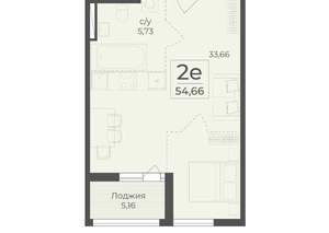 2-к квартира, вторичка, 55м2, 11/15 этаж