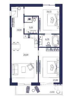 Студия квартира, строящийся дом, 104м2, 1/8 этаж