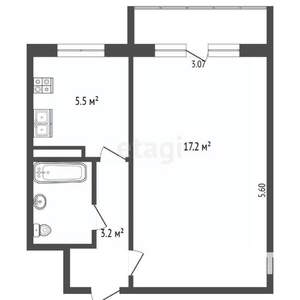 1-к квартира, вторичка, 32м2, 5/5 этаж