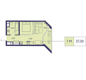 1-к квартира, вторичка, 37м2, 14/20 этаж