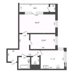 2-к квартира, вторичка, 69м2, 13/16 этаж